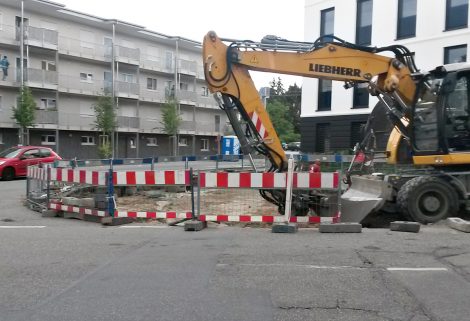 Neuer Kreisel in der Schwetzinger Straße
