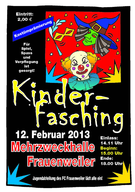 HEUTE in Frauenweiler :  Kinderfasching in der Sporthalle