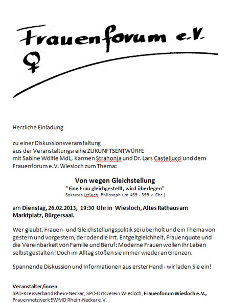 Frauenforum: „Von wegen Gleichstellung“