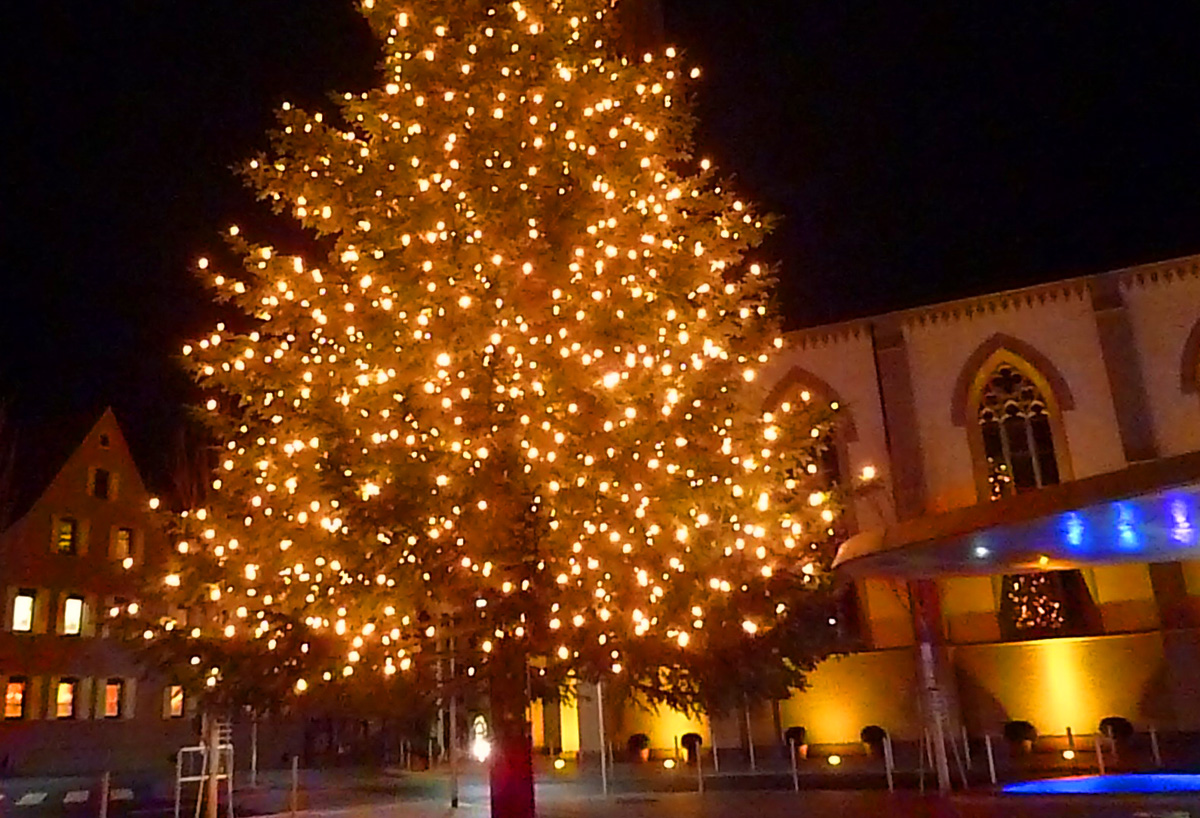 Der Walldorfer Weihnachtsmarkt erstrahlt mit vielen Lichtern
