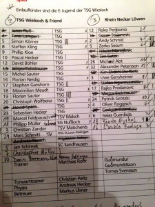 Aufstellung TSG Wiesloch - RN-Löwen