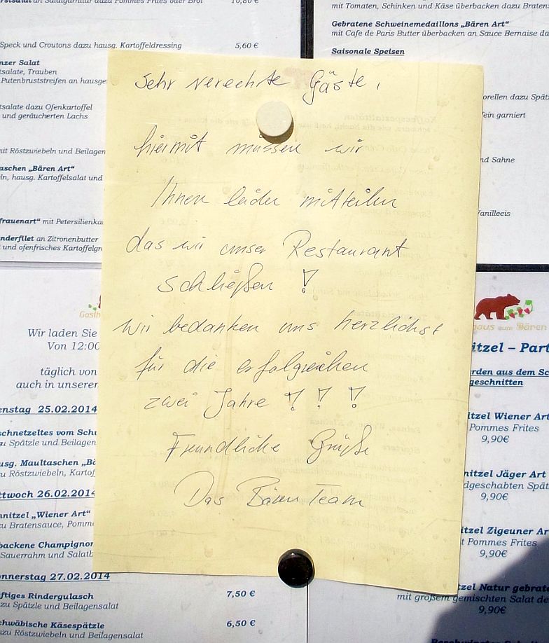 “Gasthaus zum Bären” geschlossen – Nachfolger gefunden