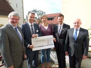 Oberbürgermeister Franz Schaidhammer, Oliver Hauck, BBBank Filialdirektor Wiesloch, Nicola Bopp vom Besuchsdienst, Marc Kaschwich, Regionaldirektor BBBank und Bürgermeister Ludwig Sauer