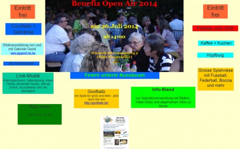 Morgen: 5. Benefiz Open-Air 2014 – zugunsten sozialer Projekte im  In- und Ausland