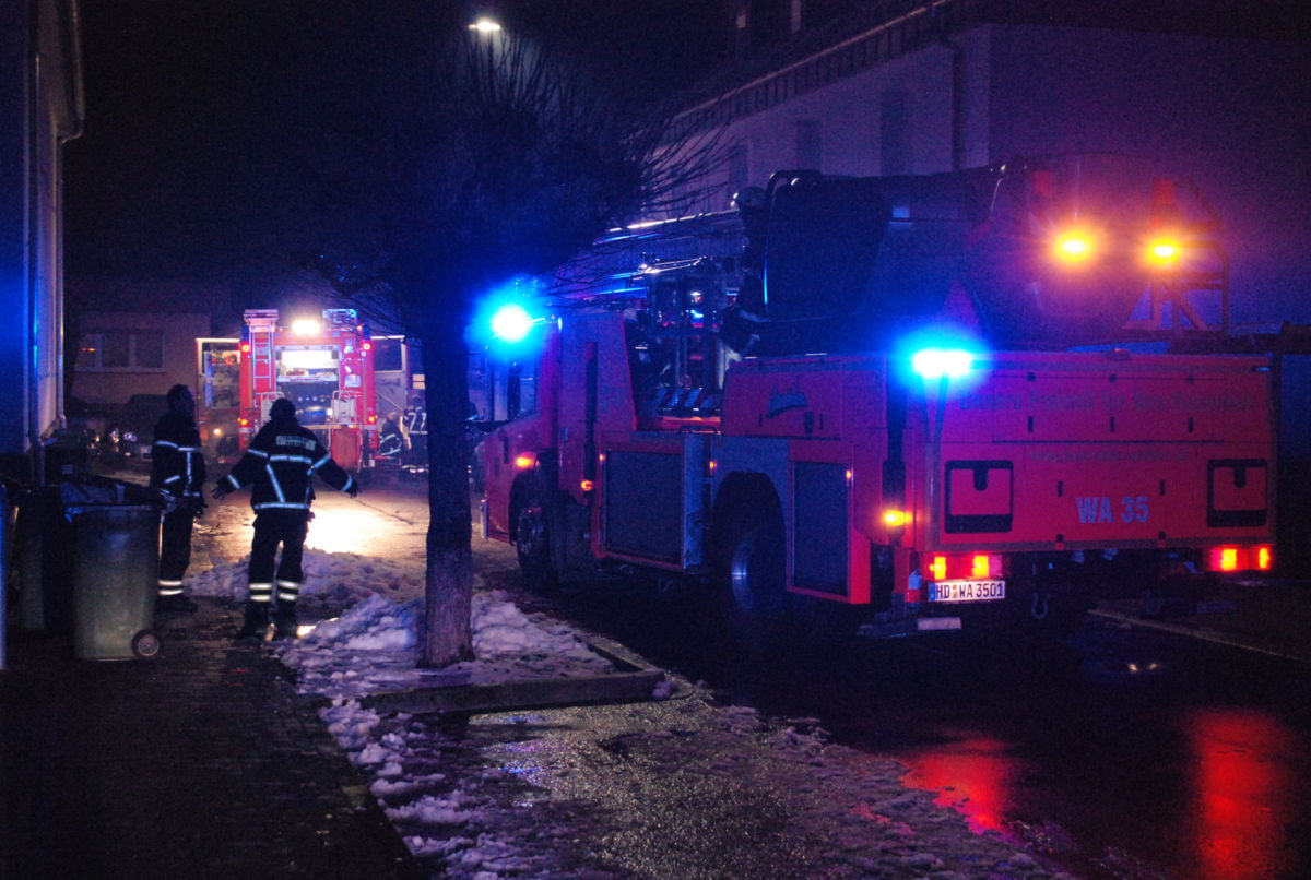 Dachstuhlbrand in Walldorf an Neujahr