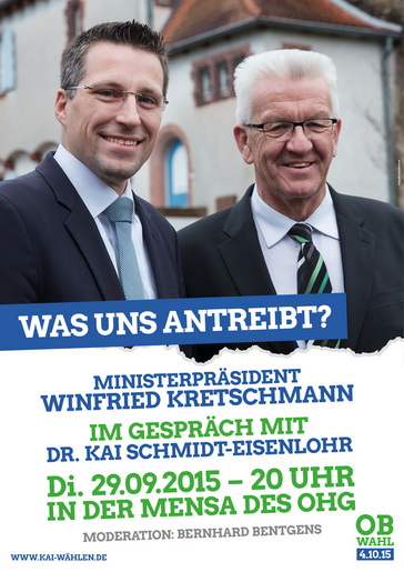 MORGEN:  Gesprächsabend mit MP Winfried Kretschmann und Kai Schmidt -Eisenlohr
