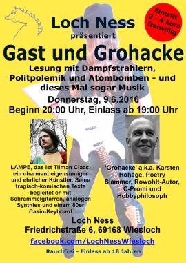 Heute, Donnerstag: „Gast und Grohacke“ im Loch Ness
