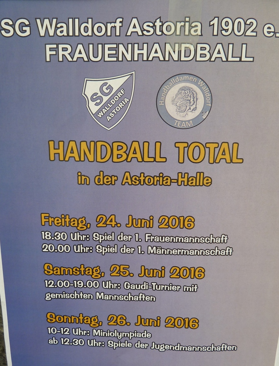 Ab heute bis Sonntag; „Handball Total“ bei der SG Walldorf Astoria
