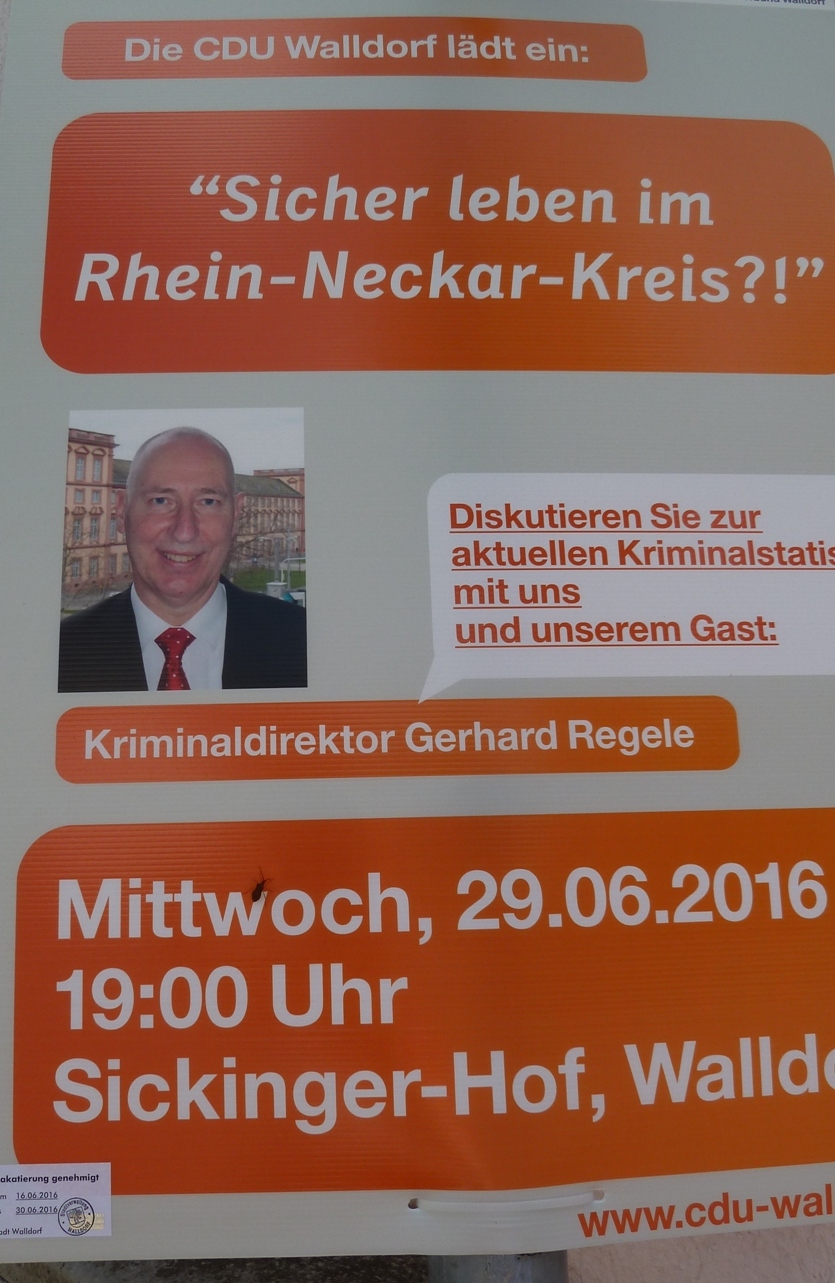 Heute: “Walldorfer Gespräche” mit der CDU: “Sicher leben im Rhein-Neckar-Kreis?!”