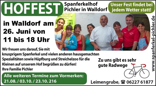 Am 26. Juni ist wieder Hoffest bei Spanferkel-Pichler