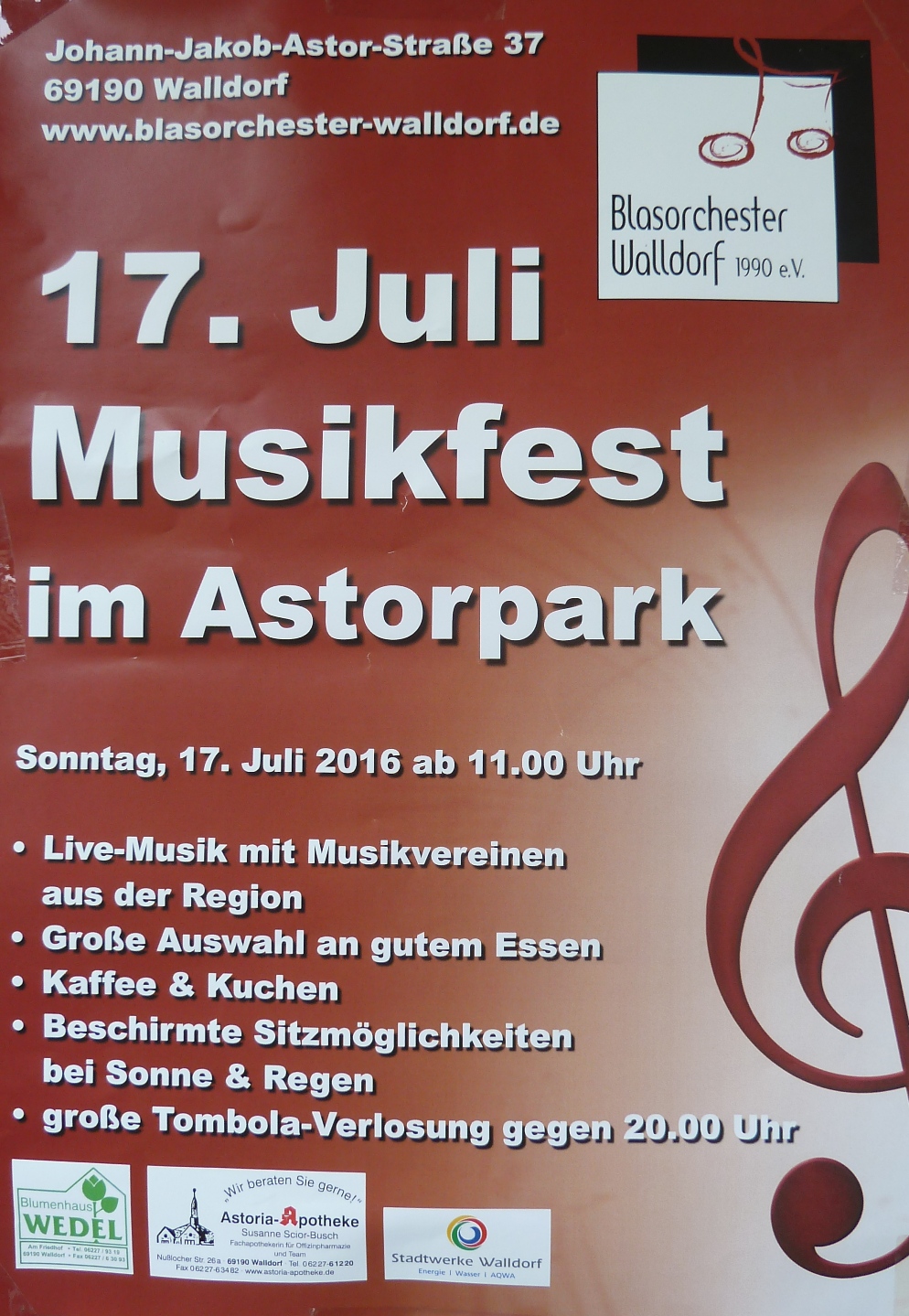 Musikfest im Astorpark am 17. Juli