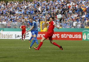 Fussball. DFB-Pokal, 2016-2017, 1. Runde. FC Astoria Walldorf - VfL Bochum. Tor zum 2:1 durch Marcel Carl (FCA Walldorf). 08.2016 - Jan A. Pfeifer - 01726290959