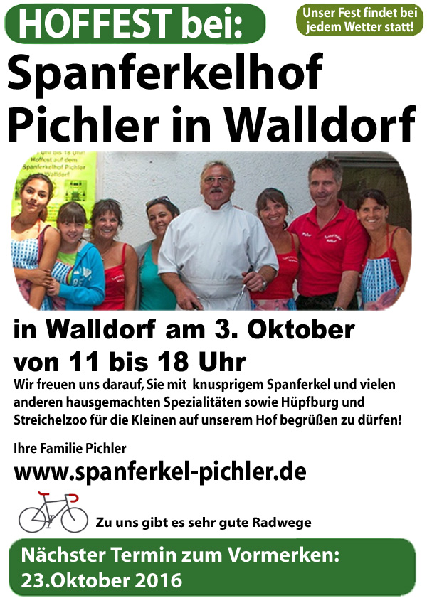 Am 3. Oktober ist wieder Hoffest bei Spanferkel-Pichler