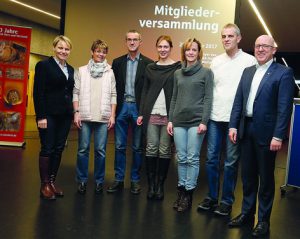 Walldorf. Mitgliederversammlung des Tierschutzvereinens Wiesloch - Walldorf 2017 in der Astoria - Halle. Von links BMin Christiane Staab, Henriette Stutz, Herbert Lawo, Martina Augspurger, Birgit Schneidewind, Volker Stutz und BM Ludwig Sauer.  20.01.2017 - Helmut Pfeifer.