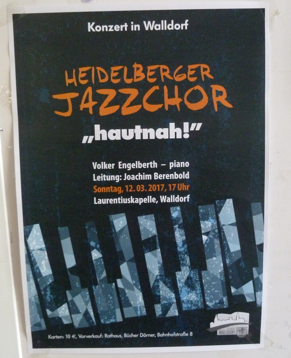 Morgen, Sonntag: Heidelberger Jazzchor „hautnah!“ in der Laurentiuskapelle Walldorf