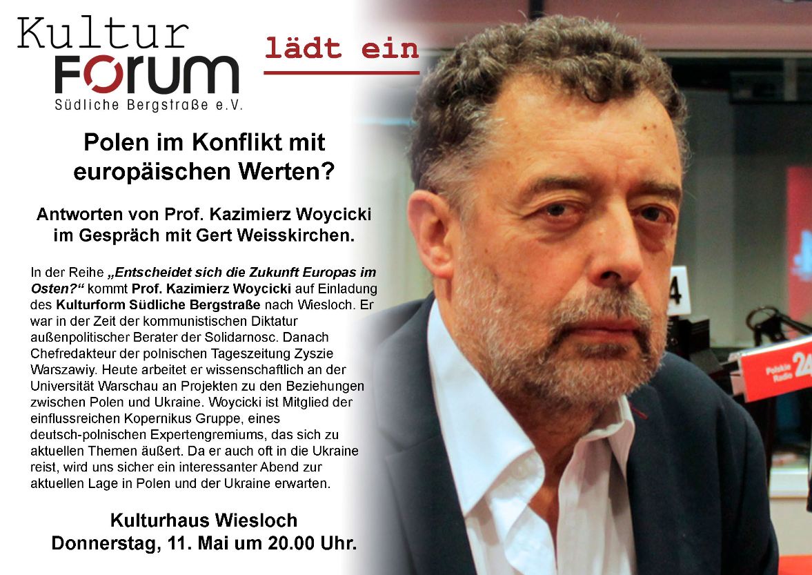 Kulturforum Südliche Bergstraße: “Polen im Konflikt mit europäischen Werten?” am 11. Mai