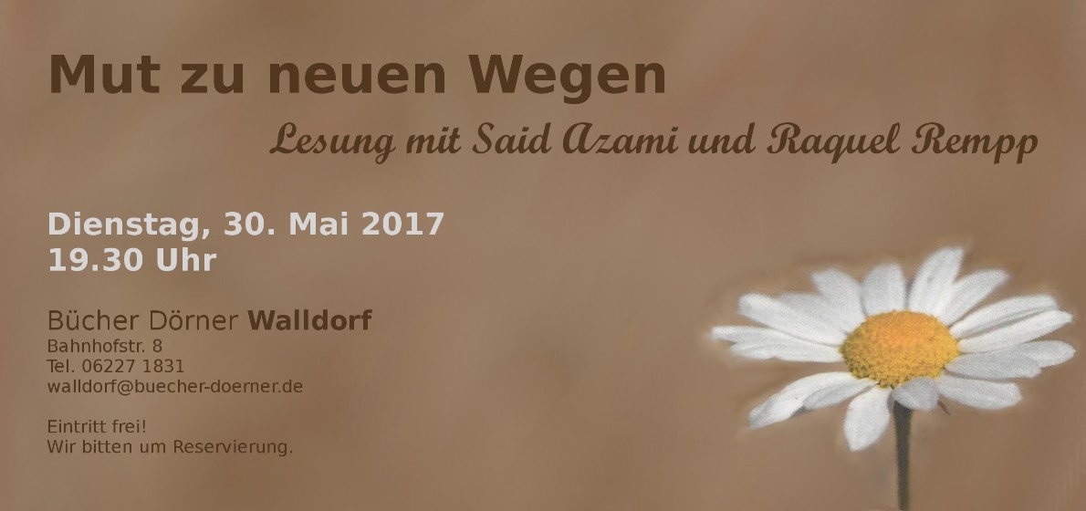 Walldorf: Lesung bei Bücher Dörner am 30. Mai mit Said Azami
