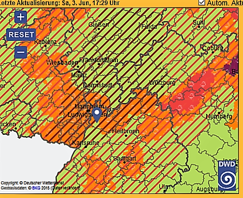 DWD warnt vor UNWETTER mit SCHWEREM GEWITTER: