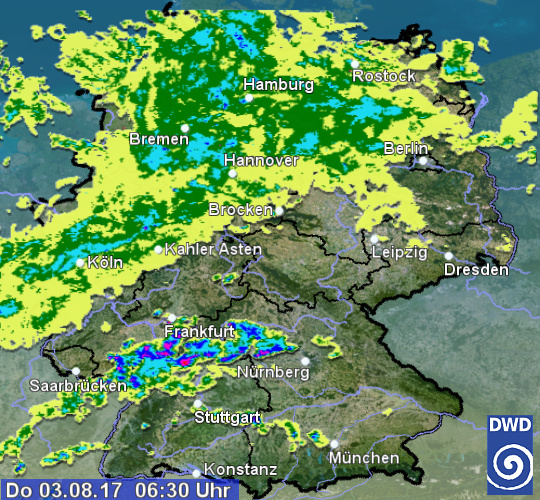 DWD warnt:  Heute einzelne, teils kräftige Gewitter mit Starkregen und Sturmböen.