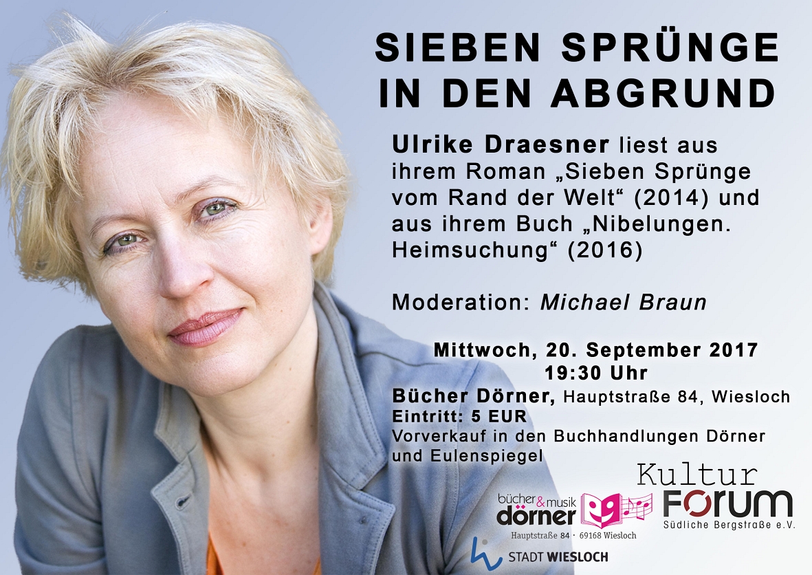 „Sieben Sprünge in den Abgrund“ – Lesung mit Ulrike Draesner am 20.9.