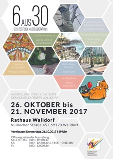 Morgen, 26.10.:  “BILDER ERZÄHLEN”- Vernissage im Rathaus Walldorf