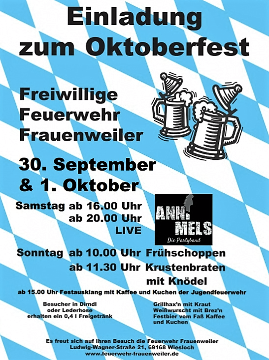 Auf zum Oktoberfest 2017 der Feuerwehr Frauenweiler