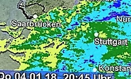 DWD warnt: Dauerregen, teils ergiebig (Unwetter). Windig bis stürmisch, teils Sturmböen bis 80 km/h.