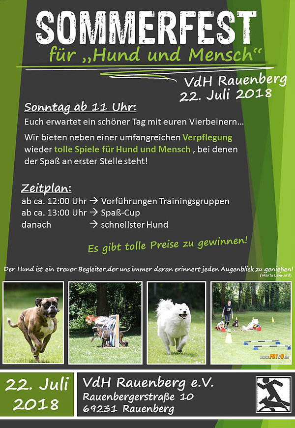 Sommerfest beim VdH Rauenberg – Jetzt am Sonntag