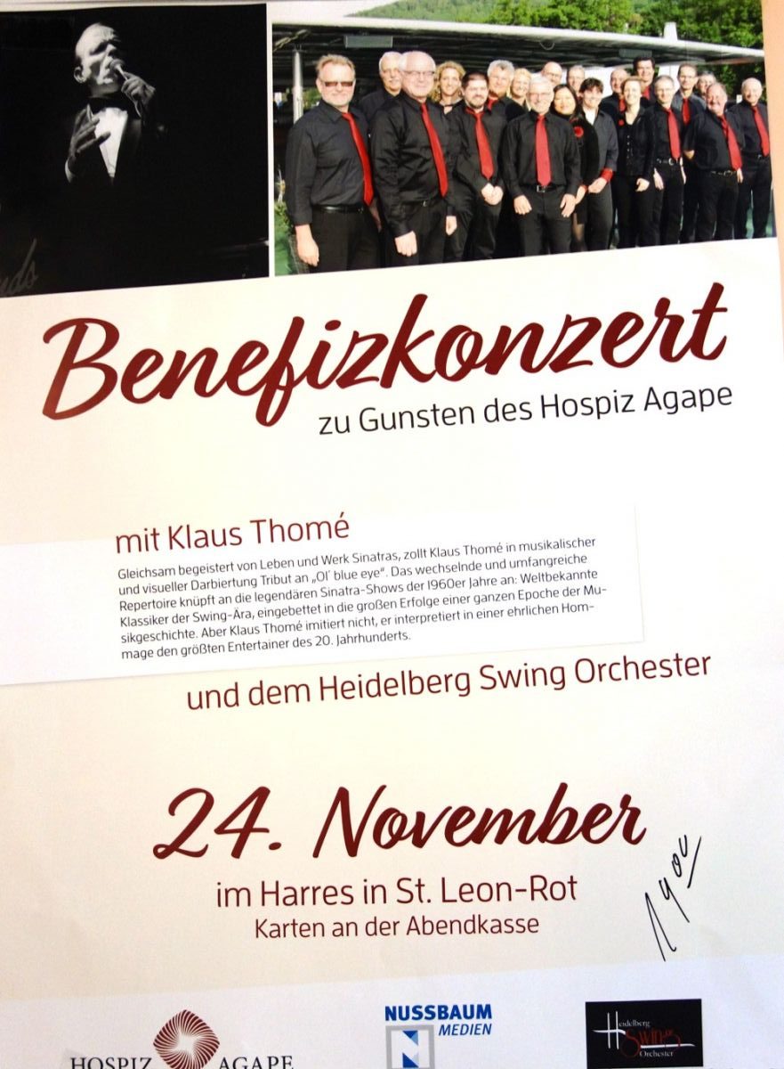 Benefizkonzert mit dem Heidelberg Swing Orchester und Klaus Thomé zugunsten Hospiz Agape