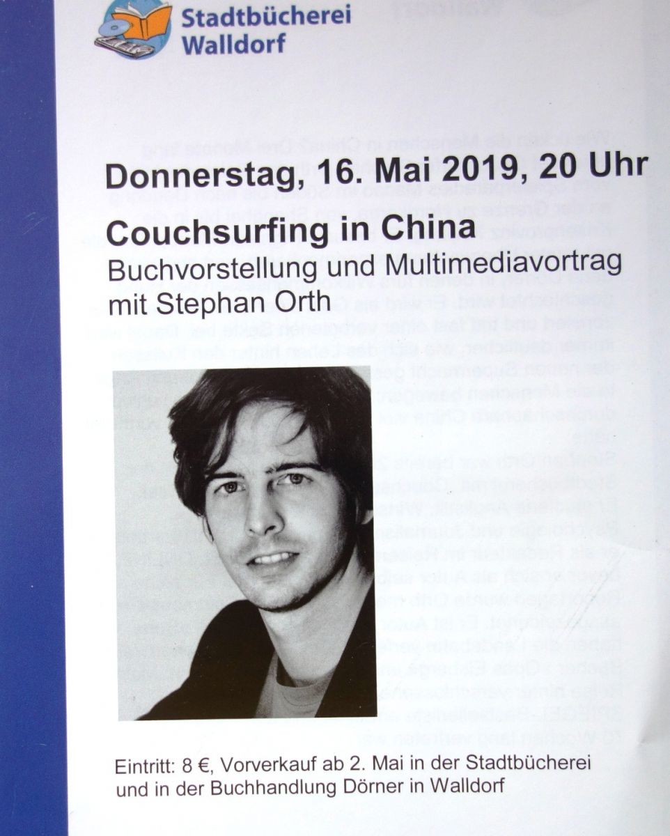 “Couchsurfing in China” mit Stephan Orth am 16. Mai