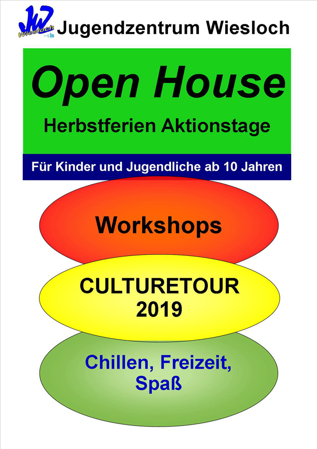 Herbstferienaktionstage im IB-Jugendzentrum Wiesloch: Culture Tour und Open House am 29. und 30.10.2019