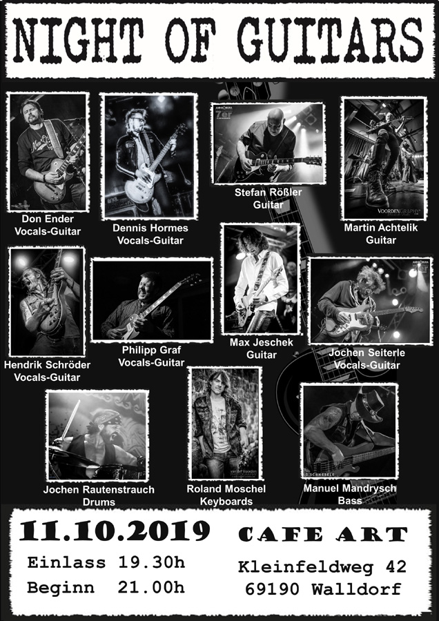 Szenetipp Cafe Art Walldorf 11.10.2019 – NIGHT OF GUITARS (NOG)