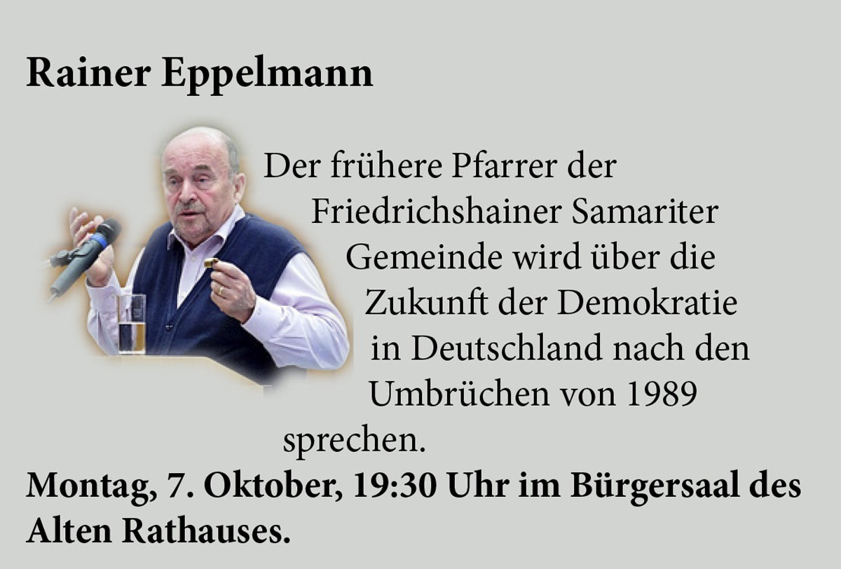 Rainer Eppelmann beim Kulturforum Südliche Bergstraße e.V. am 7. Oktober