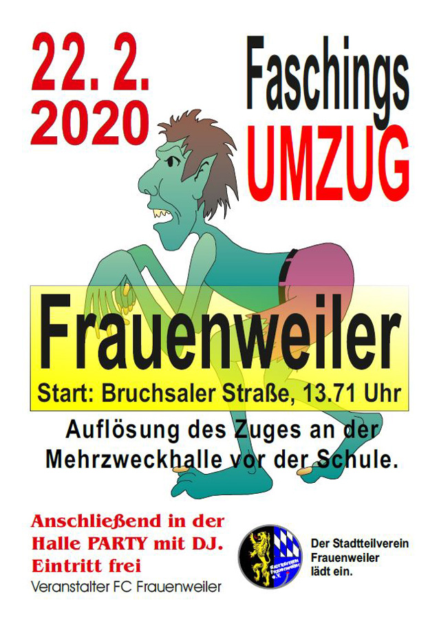 Einladung zum Faschingsumzug Frauenweiler