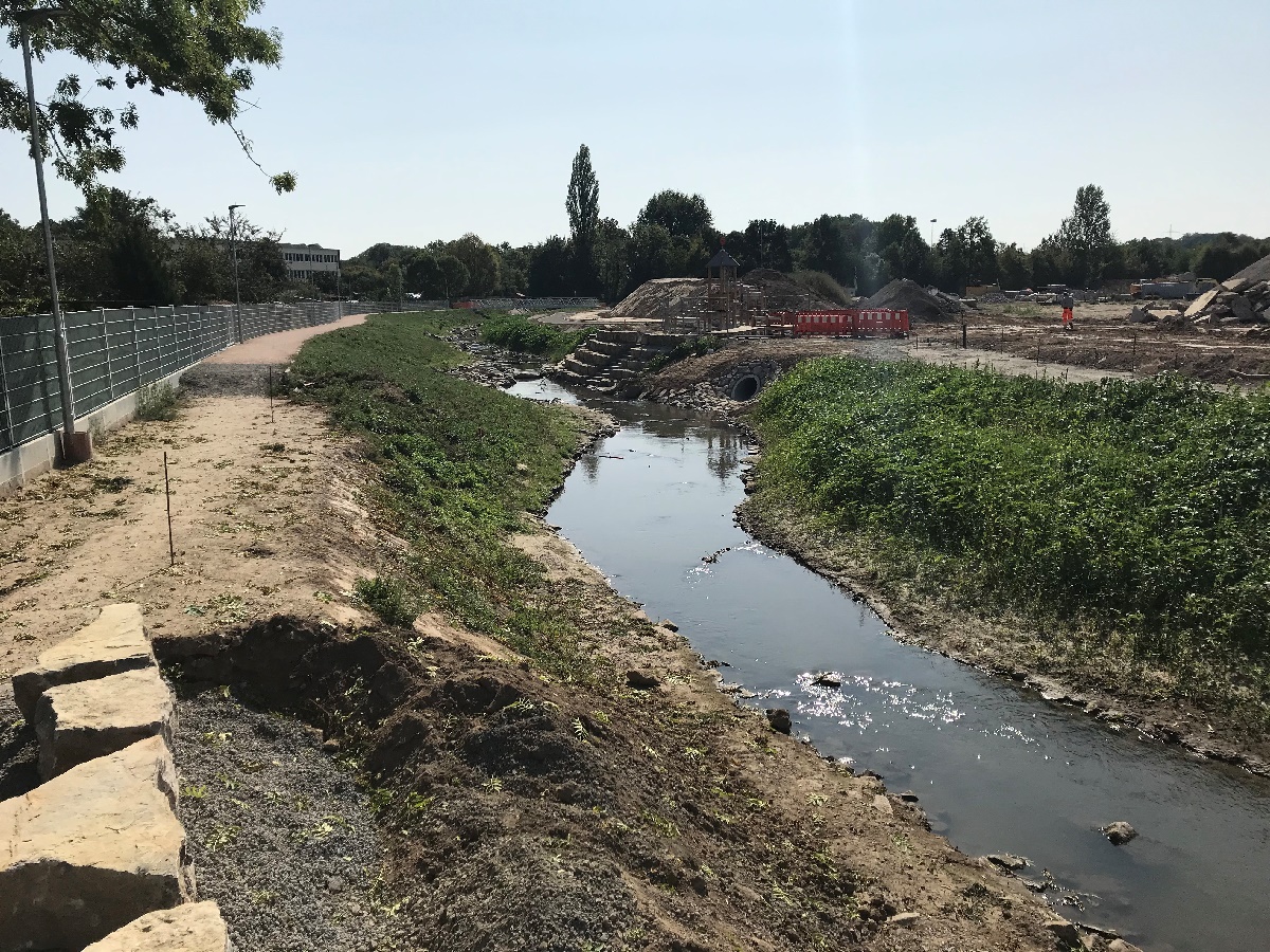 Der hochwassersichere Ausbau des Waldangelbaches befindet sich auf der Zielgeraden