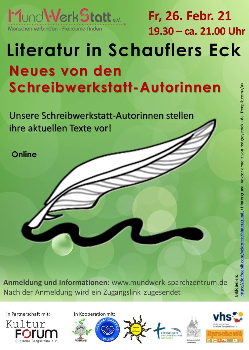 Literatur in Schauflers Eck – online am 26.02.