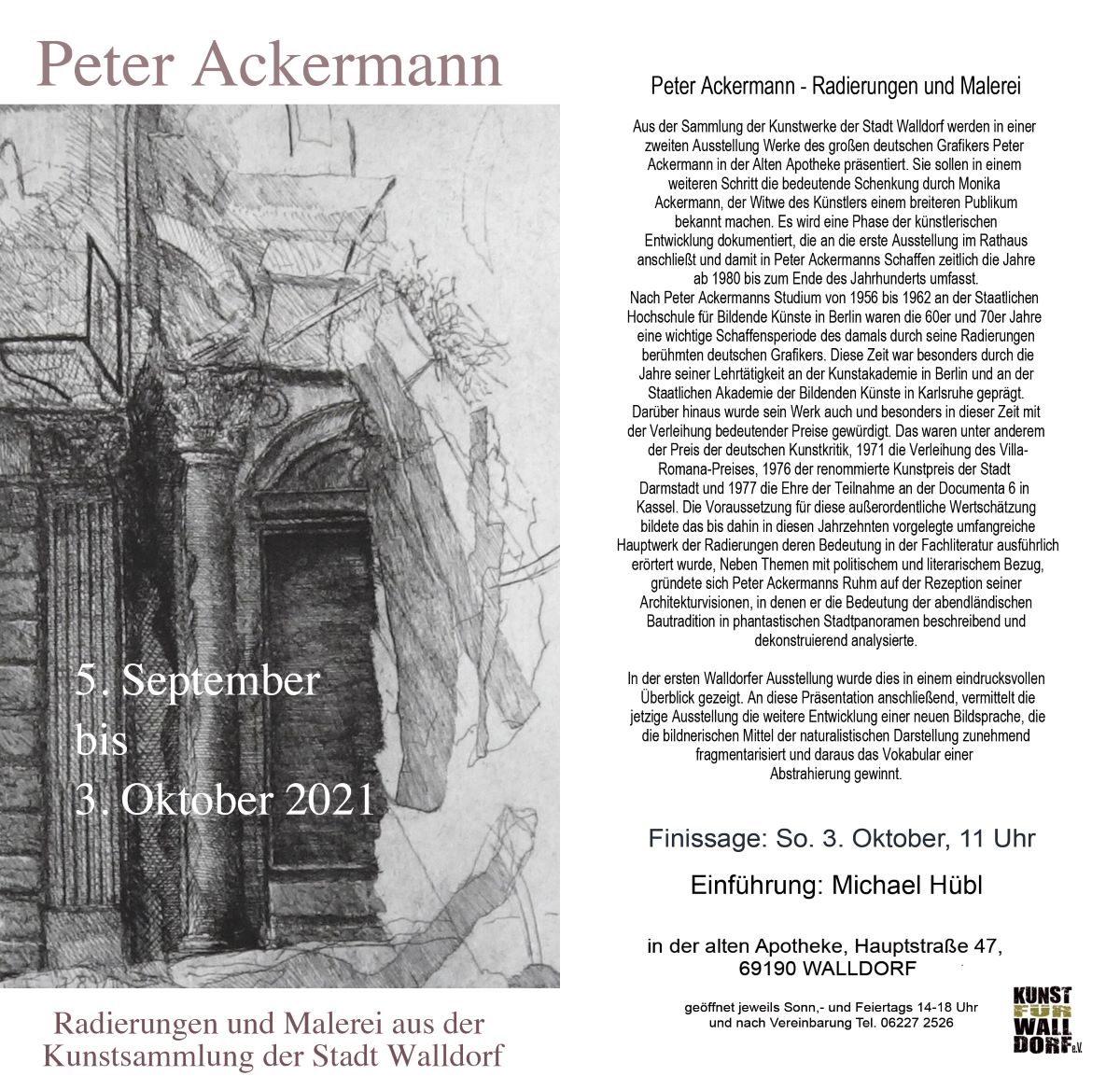 Galerie Alte Apotheke: Ausstellung des Grafikers Peter Ackermann