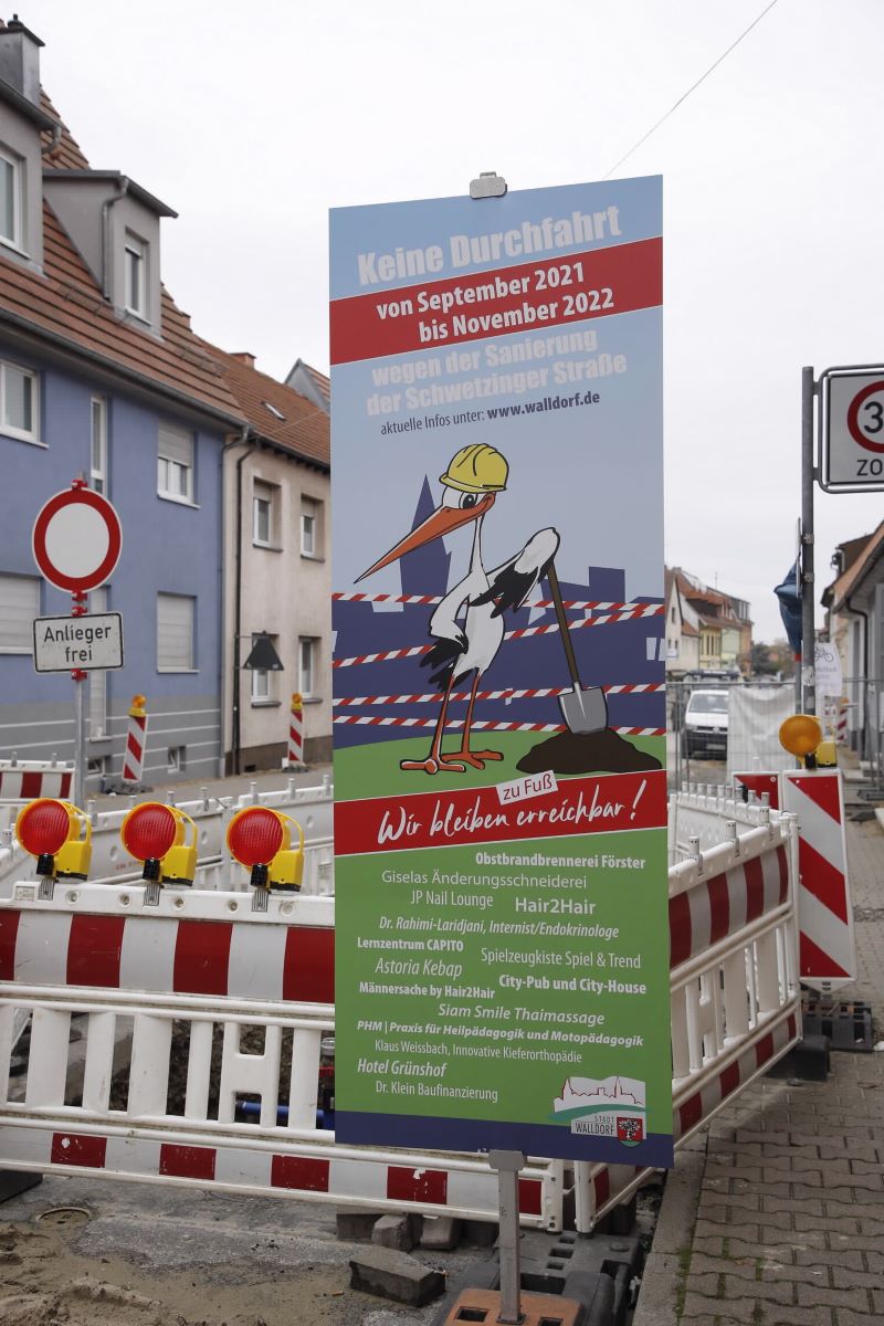 Walldorfer Gemeinderat beschließt Unterstützung von Kleinstunternehmen im Rahmen der Baumaßnahme Schwetzinger Straße