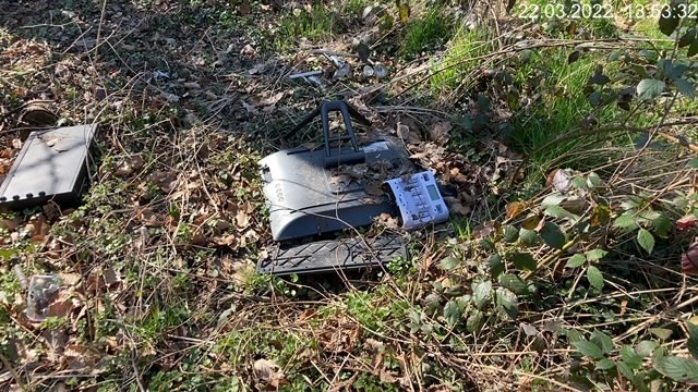 Elektroschrott im Wald entsorgt