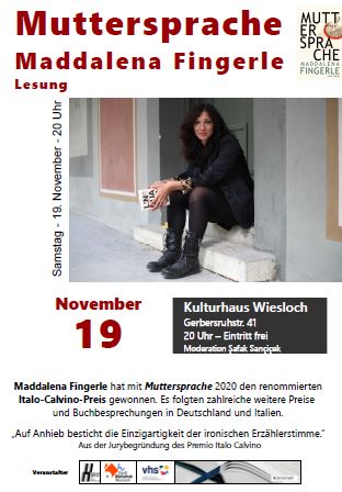 Lesung mit Maddalena Fingerle am 19.11. in Wiesloch