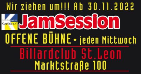 JamSession im Billardclub Marktstraße am Mittwoch 07. Dezember 2022