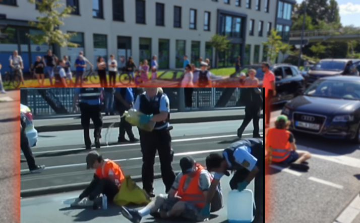 Viral im Netz: Video zeigt Polizistin, welche Öl über Klimaaktivisten überschüttet – Vorfall wird untersucht