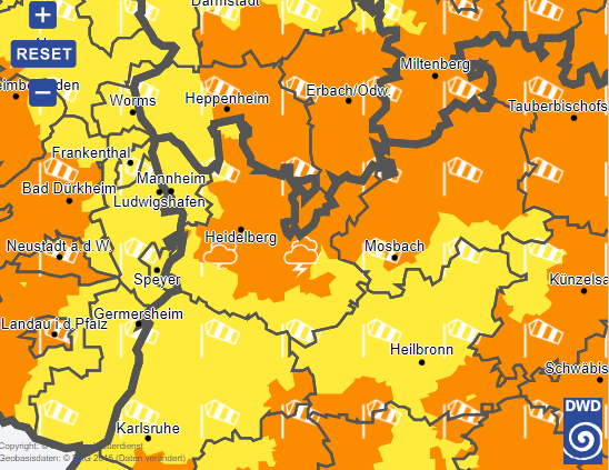 Deutscher Wetterdienst warnt vor starkem Gewitter