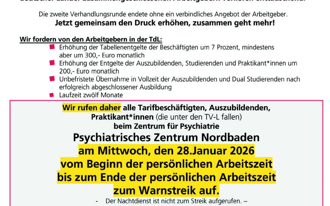 PZN Wiesloch: ver.di ruft Beschäftigte zum ganztägigen Streik am 28. Januar auf